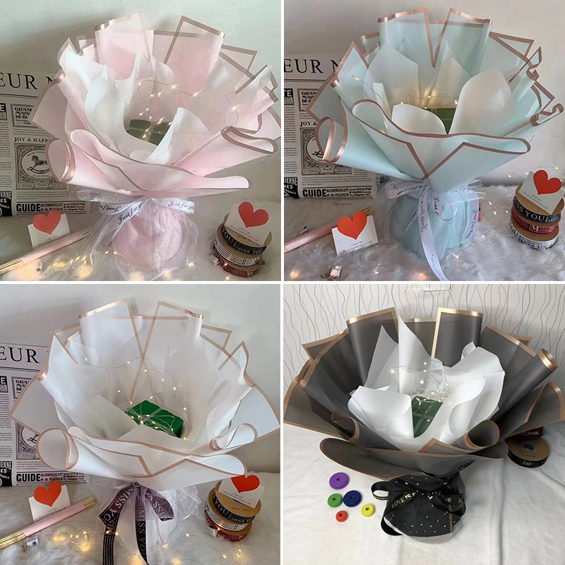 10 ชิ้น/เซ็ตกันน้ําขอบทองช่อดอ - Anda Florist Supply บทวิจารณ์และราคา